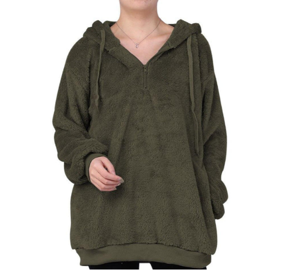 Zera - dame fleece sweatshirt med lynlås i nakken