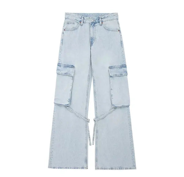 Brede jeans jessamine l med blondelukning