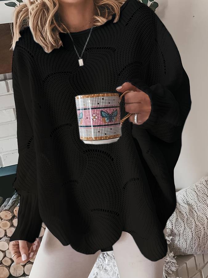 Ensfarvet - afslappet striktrøje