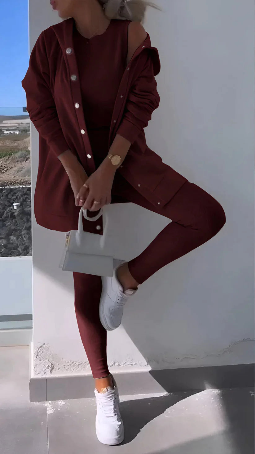 Cosyset - cardigan med hætte sweatshirt