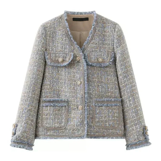 Tweed jakker med frynser, knapper og praktiske lommer til kvinder