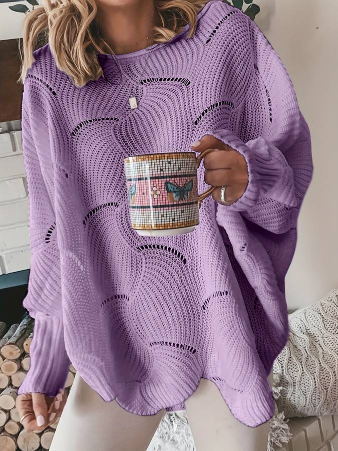 Ensfarvet - afslappet striktrøje