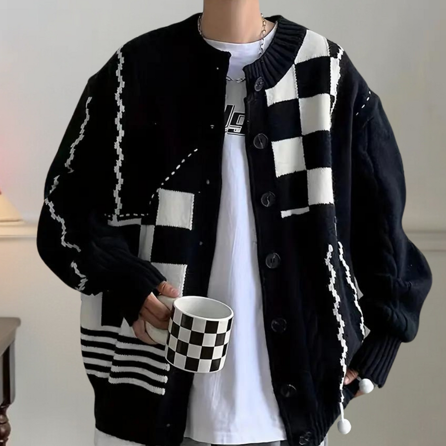 Keion - stribet cardigan til mænd