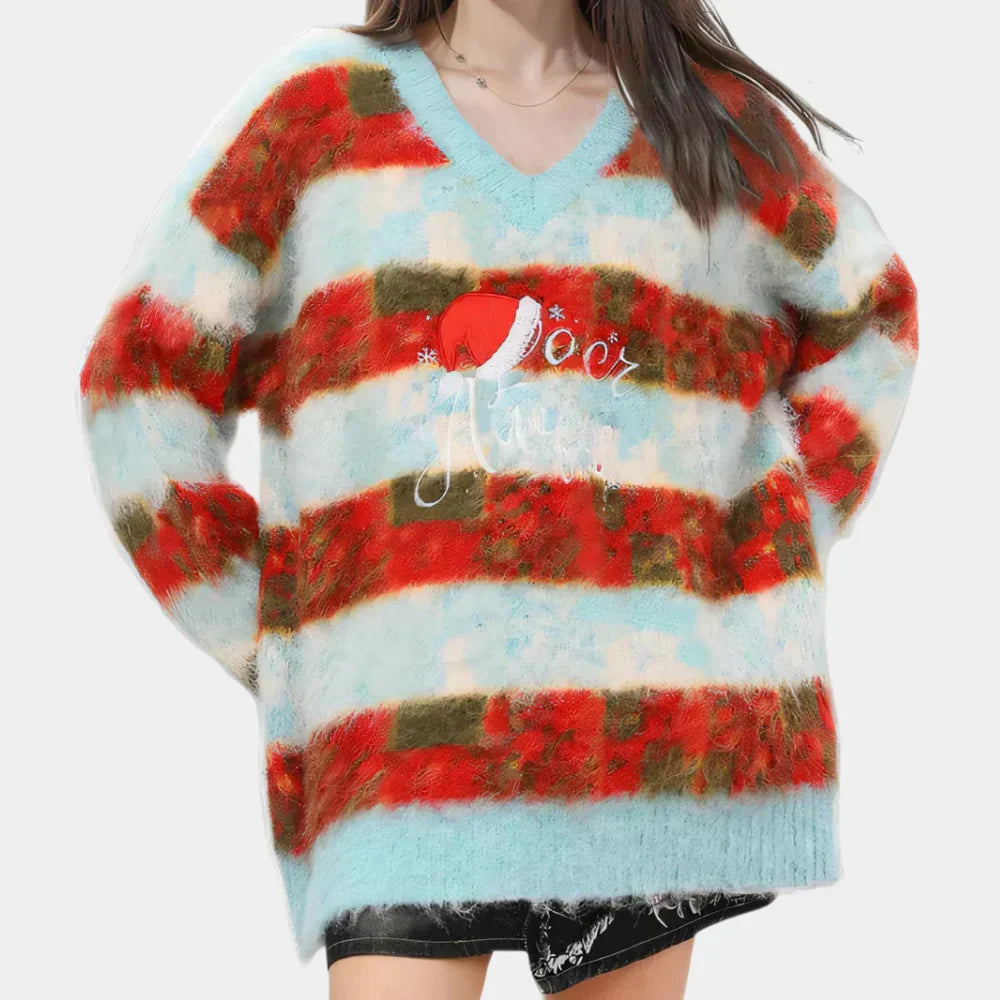Niana - stribet julesweater til kvinder