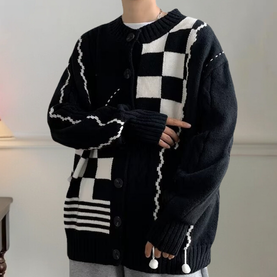 Keion - stribet cardigan til mænd