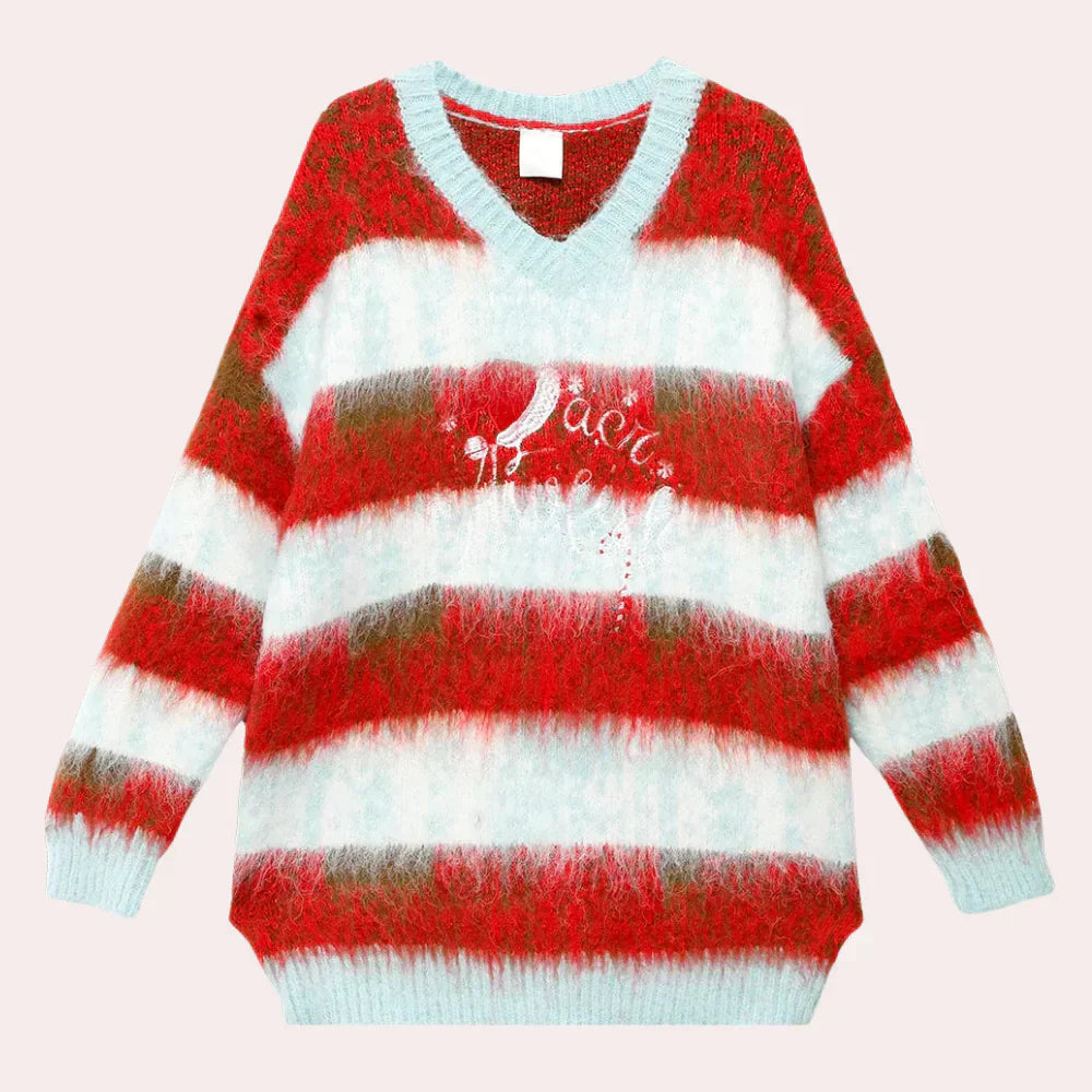 Niana - stribet julesweater til kvinder