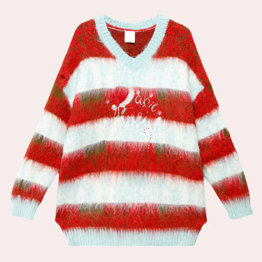 Niana - stribet julesweater til kvinder