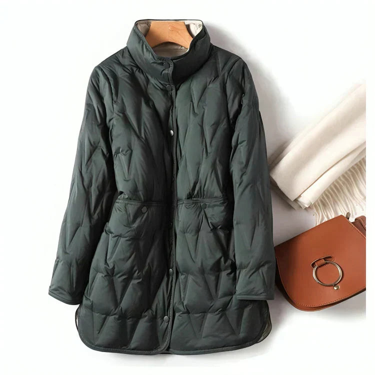 Veerle| moderigtig vatteret damejakke