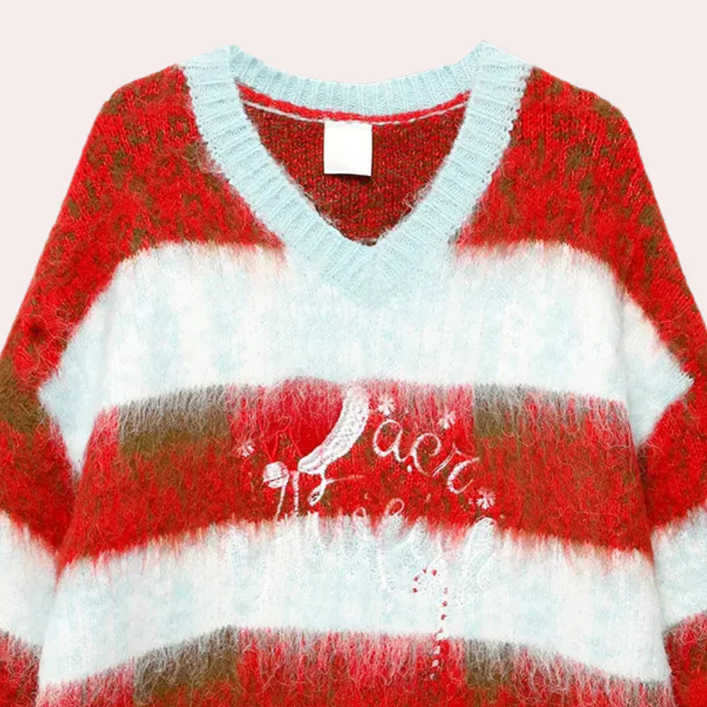 Niana - stribet julesweater til kvinder