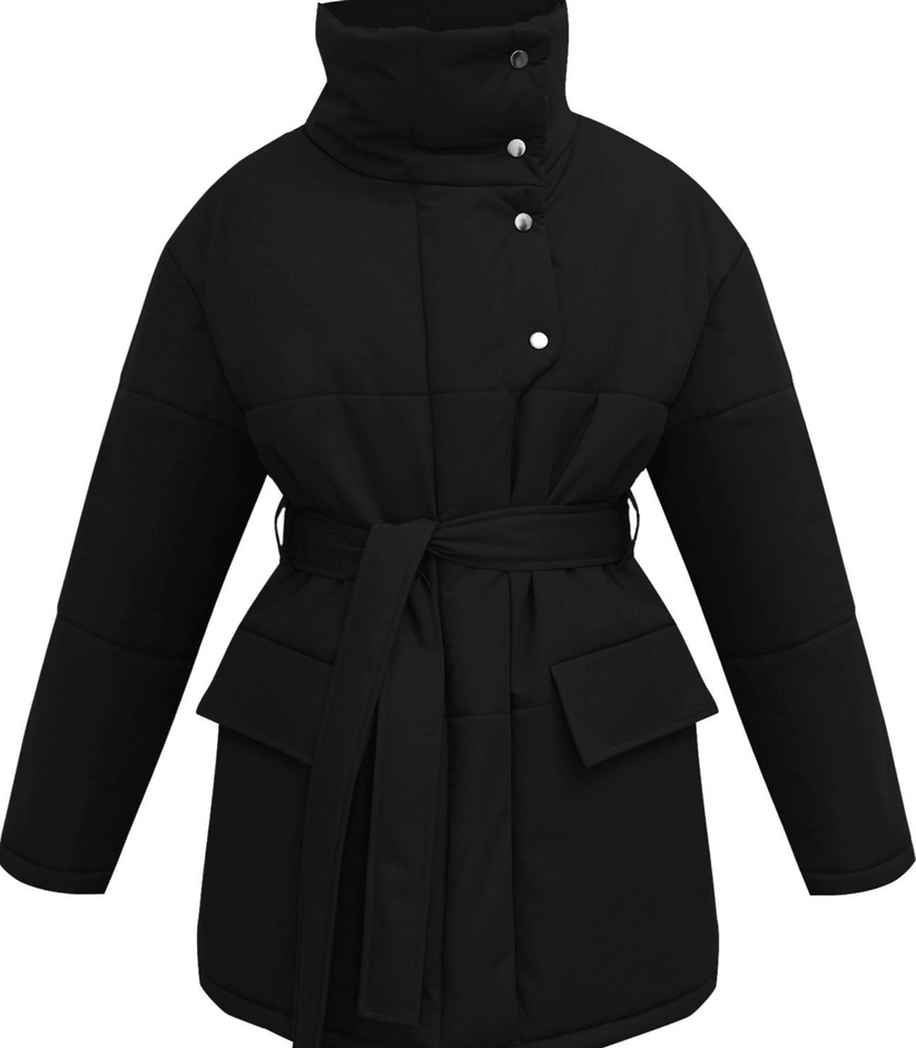 Vintage puffer kontorjakke med bælte - Zuzanna