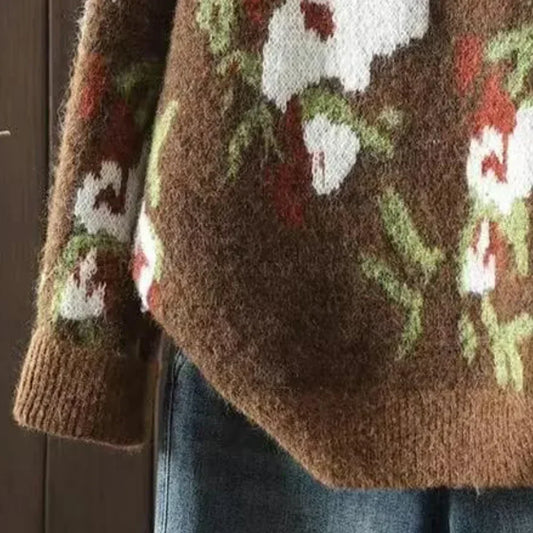 Kaia - striktrøje med blomstermønster til kvinder
